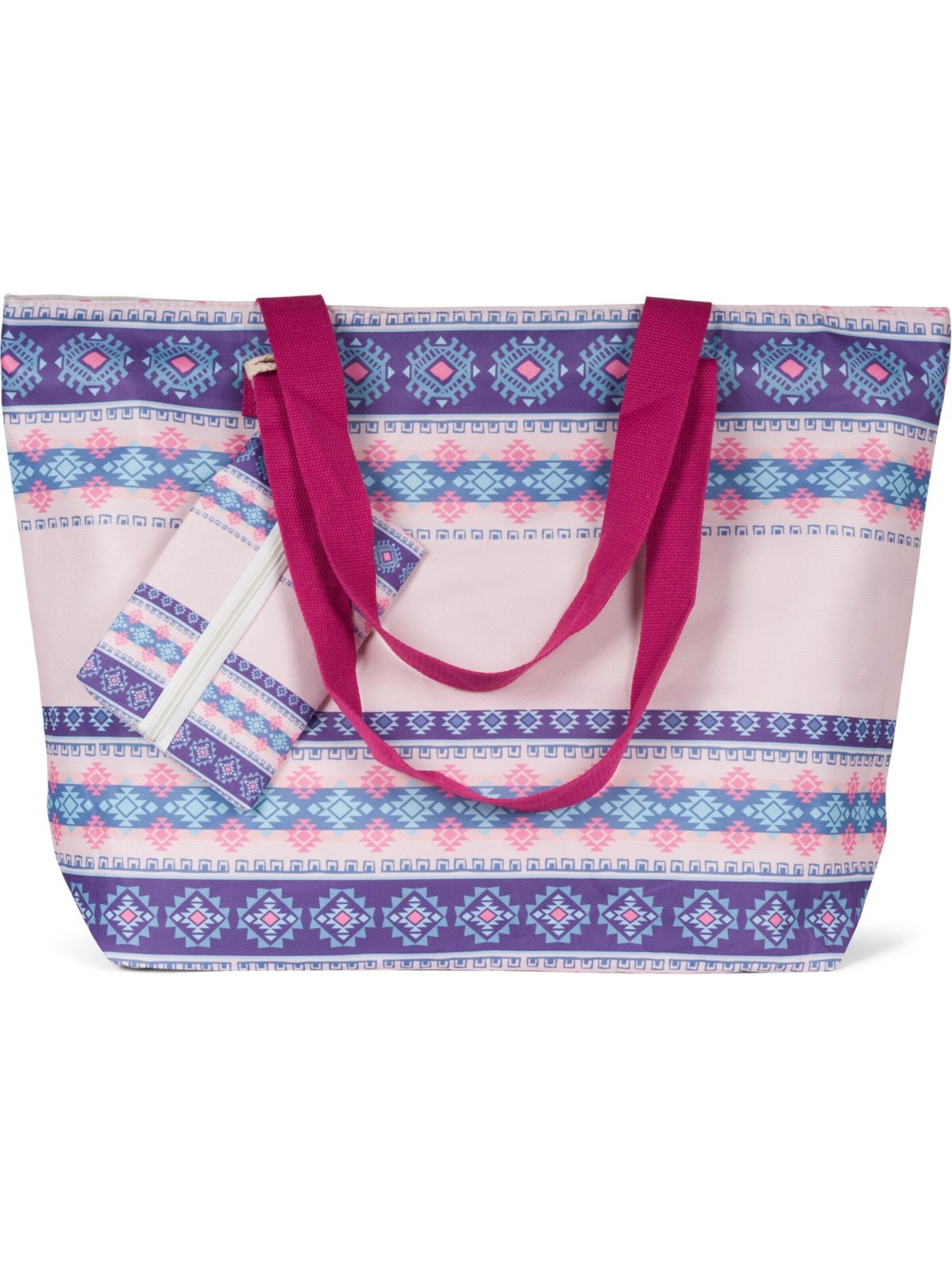 styleBREAKER Strandtasche 'Strandtasche Azteken Muster - Boho'‌‌ in Pink