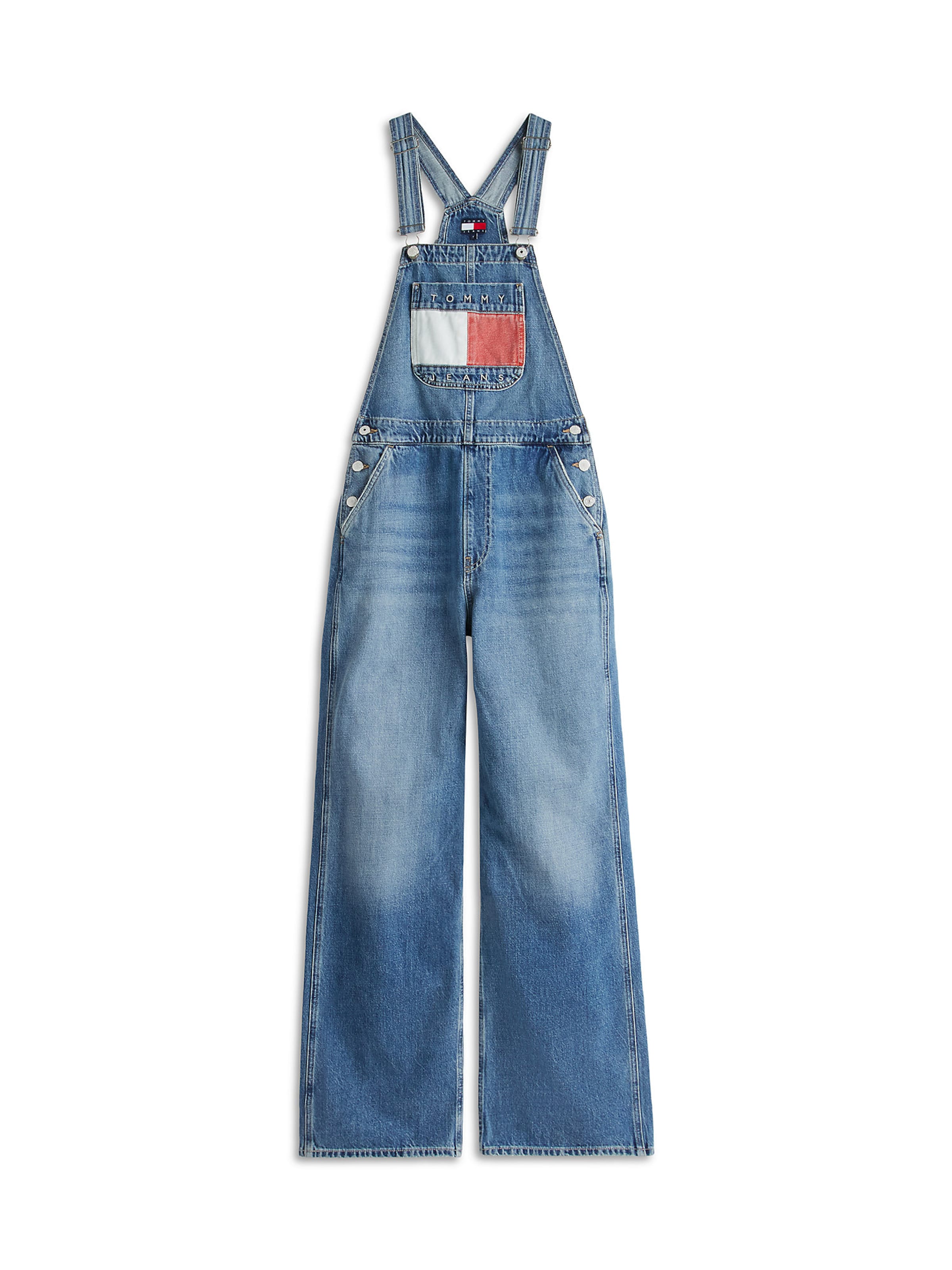 Tommy Jeans Regular Latzjeans in Blau: Vorderseite