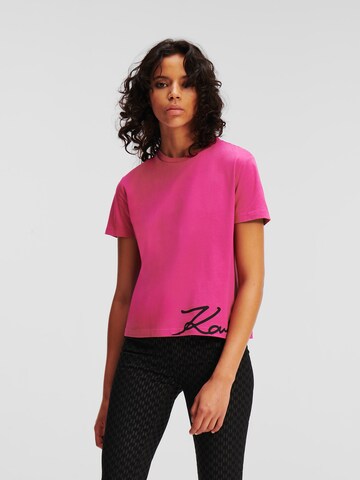 T-shirt 'Signature Hem' Karl Lagerfeld en rose : devant