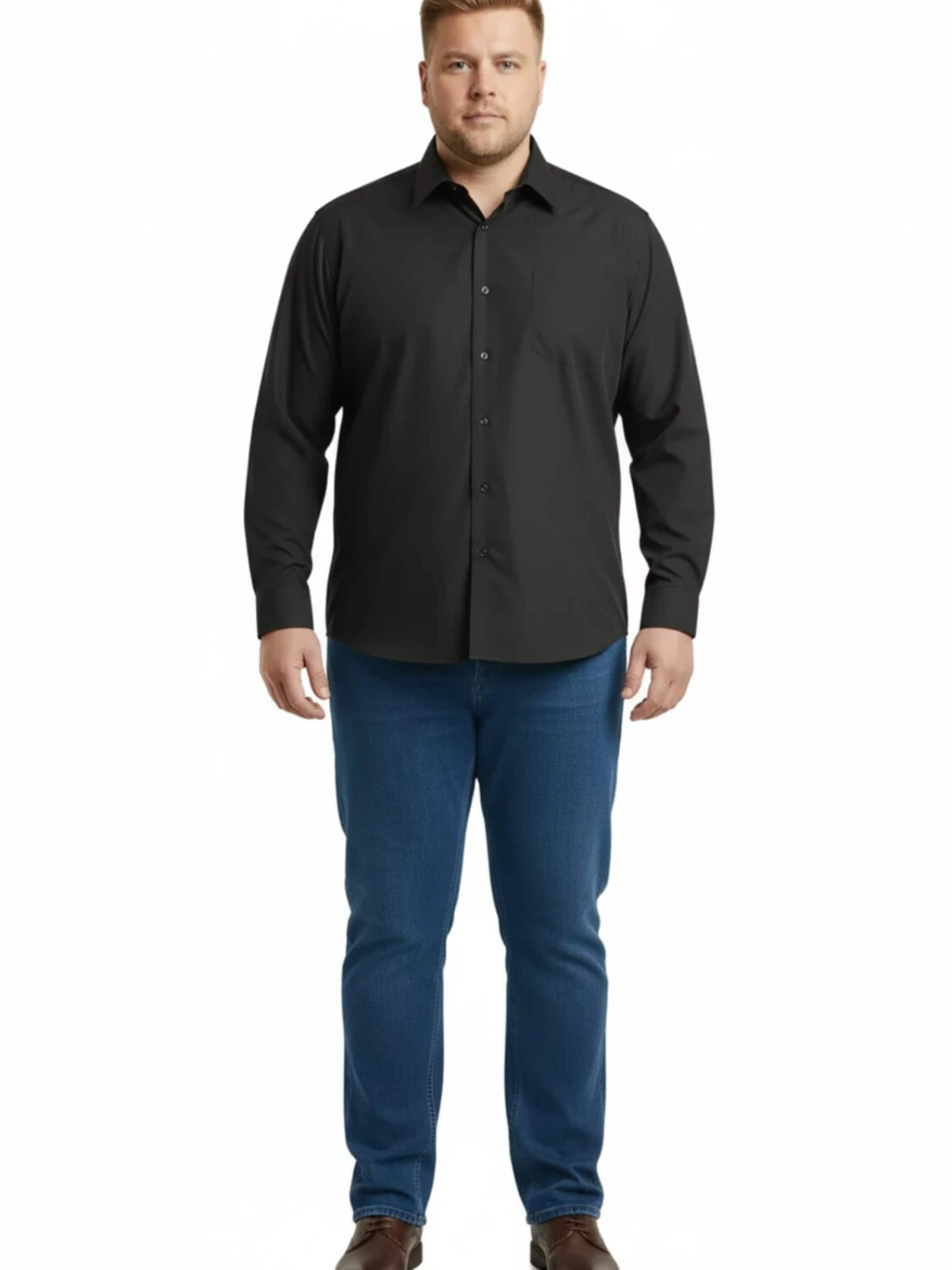 Lavecchia Comfort fit Koszula 'HLA-1314 Übergrößen' w kolorze czarny: przód