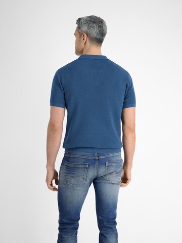 LERROS Herren Strick-Polo mit offenem Kragen in Blau