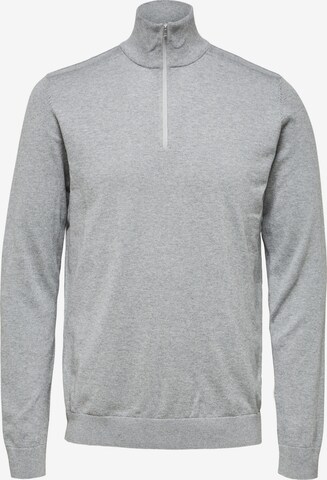 Coupe regular Pull-over 'Berg' SELECTED HOMME en gris : devant