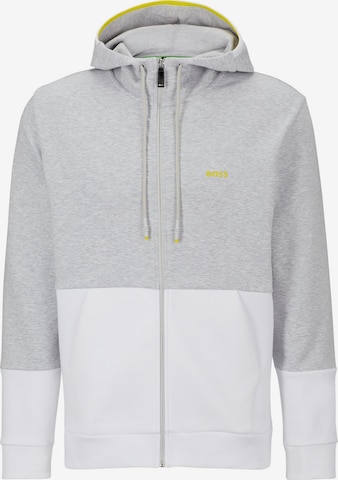 BOSS Green Zip-Up Hoodie 'Saggy 1' in White: front