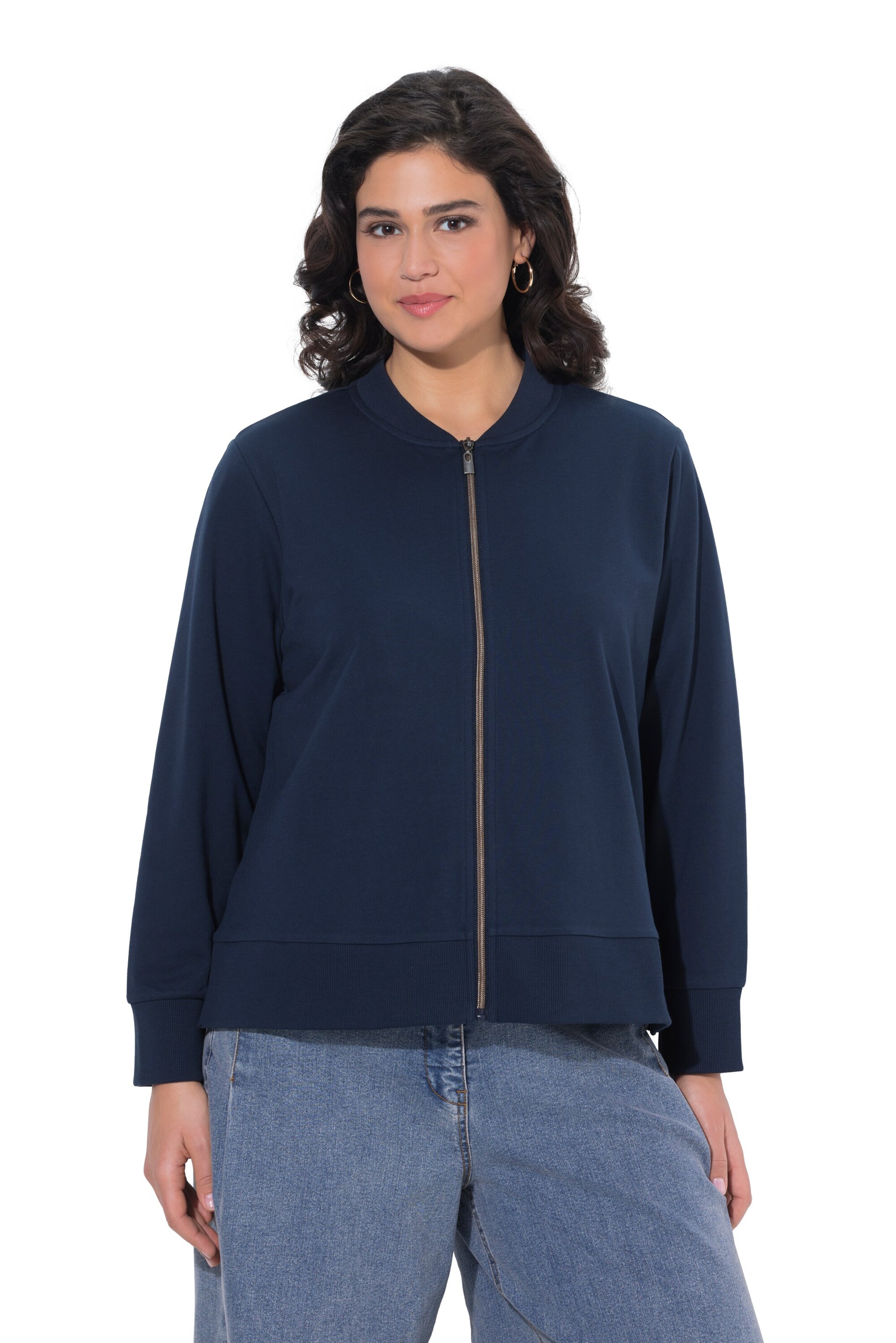 Ulla Popken Sweatjacke in Blau: Vorderseite