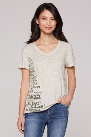 Soccx T-Shirt mit Gummizugsaum und Label Print in Silber: Vorderseite