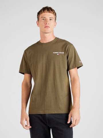 T-Shirt Tommy Jeans en vert : devant