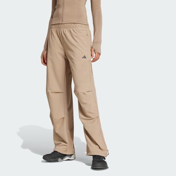 ADIDAS PERFORMANCE Wide leg Sportbroek 'Essentials' in Bruin: voorkant