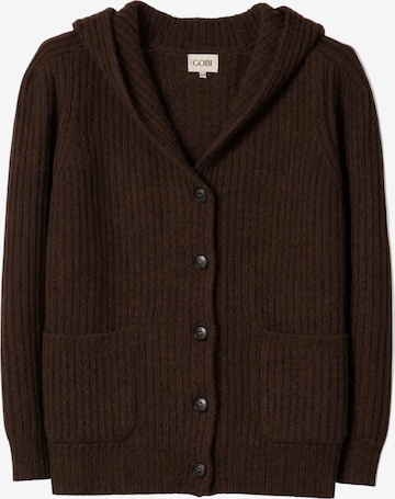GOBI Cashmere Knit cardigan 'Wide-Shoulder Hooded Cashmere Cardigan' in Brown: front