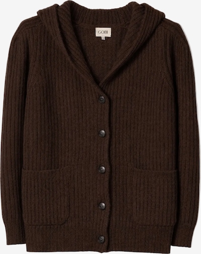GOBI Cashmere Strickjacke 'Wide-Shoulder Hooded Cashmere Cardigan' in S-M in dunkelbraun, Produktansicht
