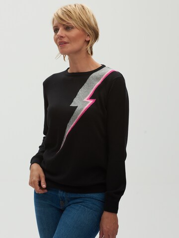 Sugarhill Brighton Sweater ' ASTRID HOT SILVER LIGHTNING BOLT ' in Black: front