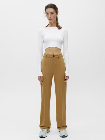 Pull&Bear Wide leg Pants in Brown: front