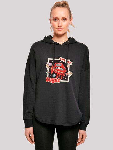 F4NT4STIC Sweatshirt 'Lips Like Sugar Retro Fashion Valentinstag' in Zwart: voorkant