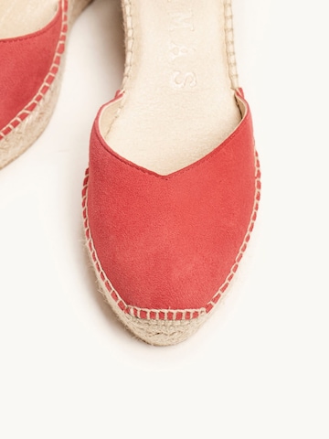 Sandalo 'Alpargata Cuña 8 cm' di Alhamas in rosso