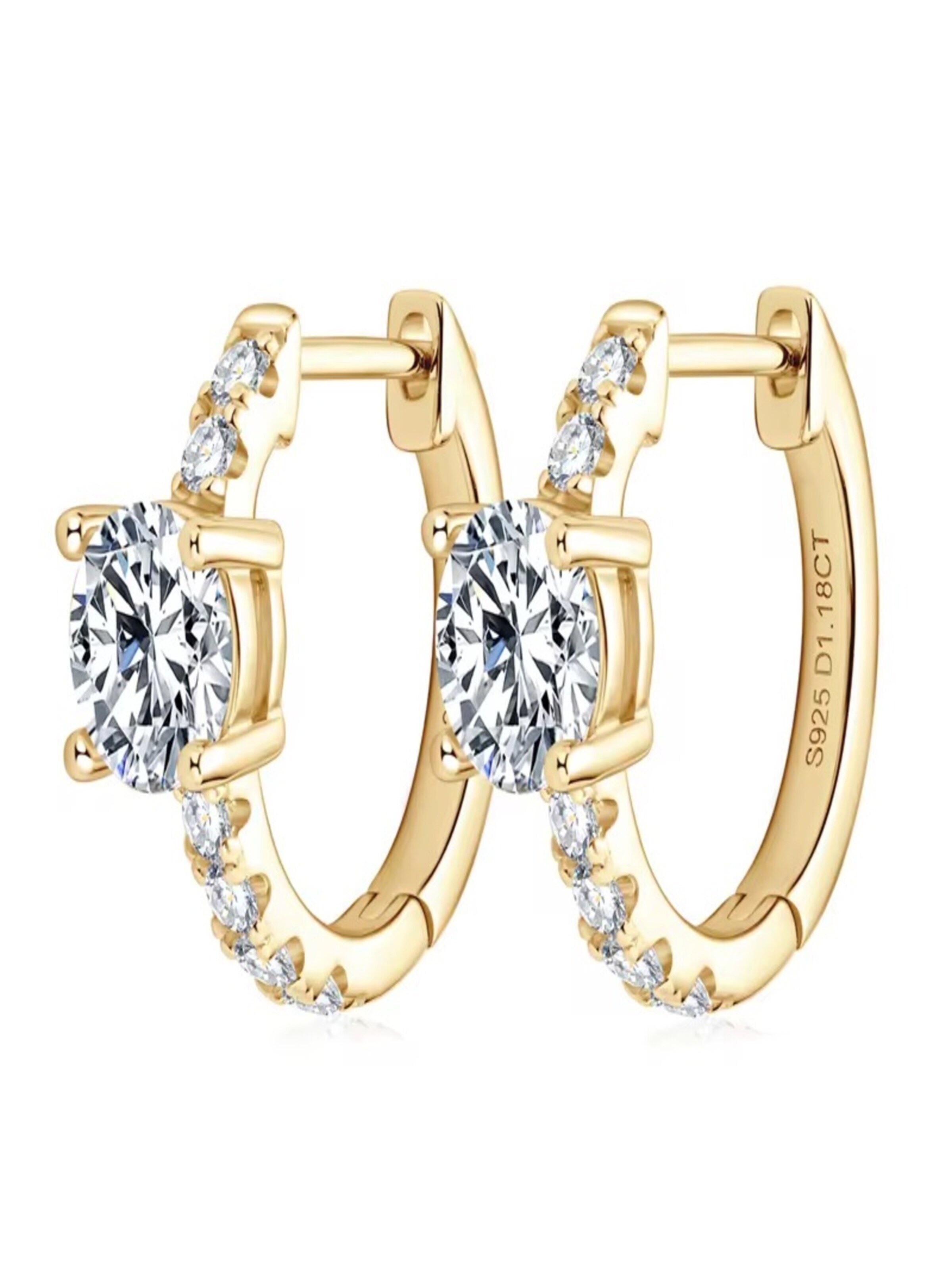 ROUGEMONT Jewellery Ohrringe 'Luxuriöse Moissanit Creolen'‌ in Gold: Vorderseite