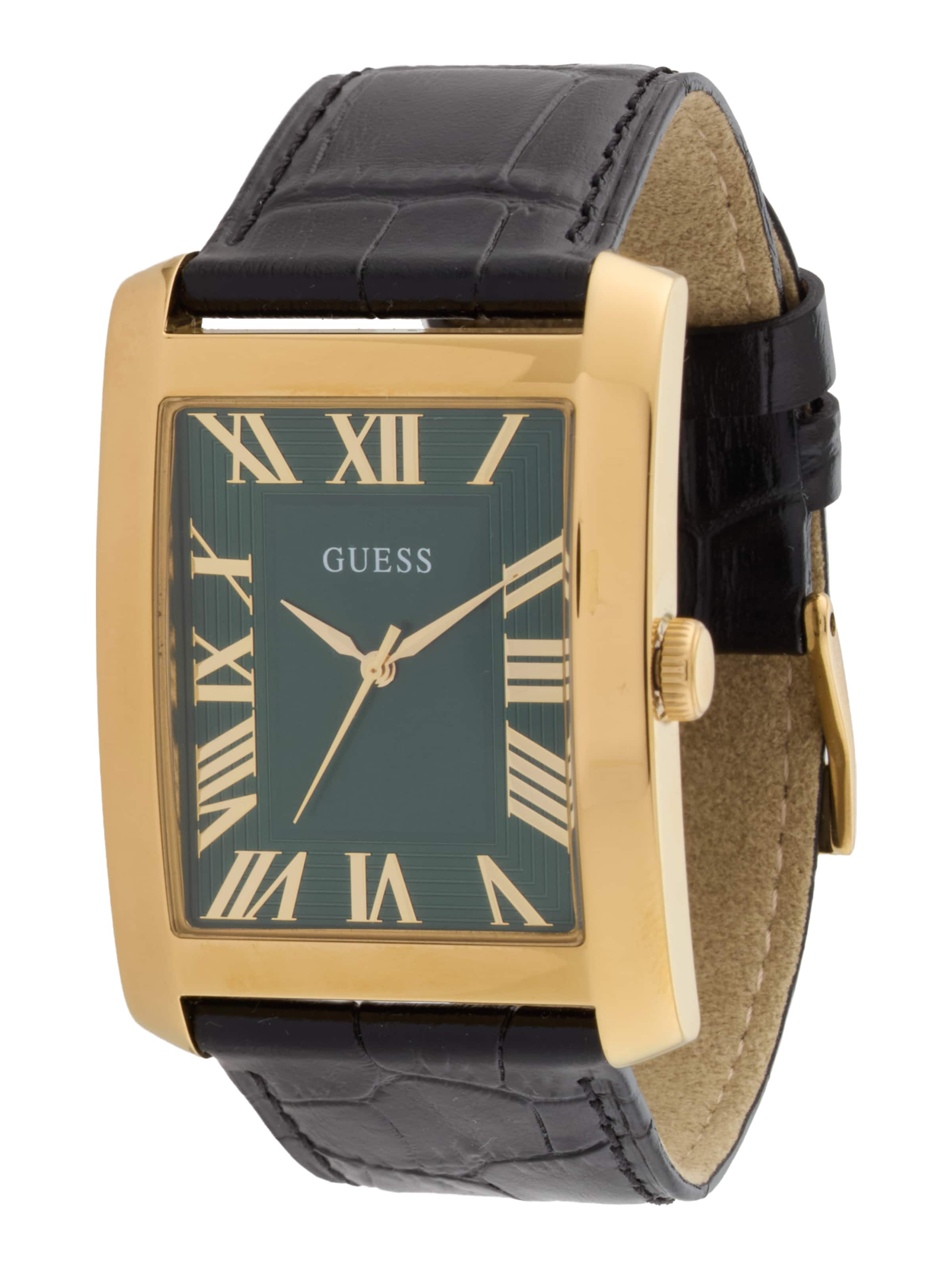 GUESS Uhr 'Clyde' in gold / dunkelgrün / schwarz, Produktansicht