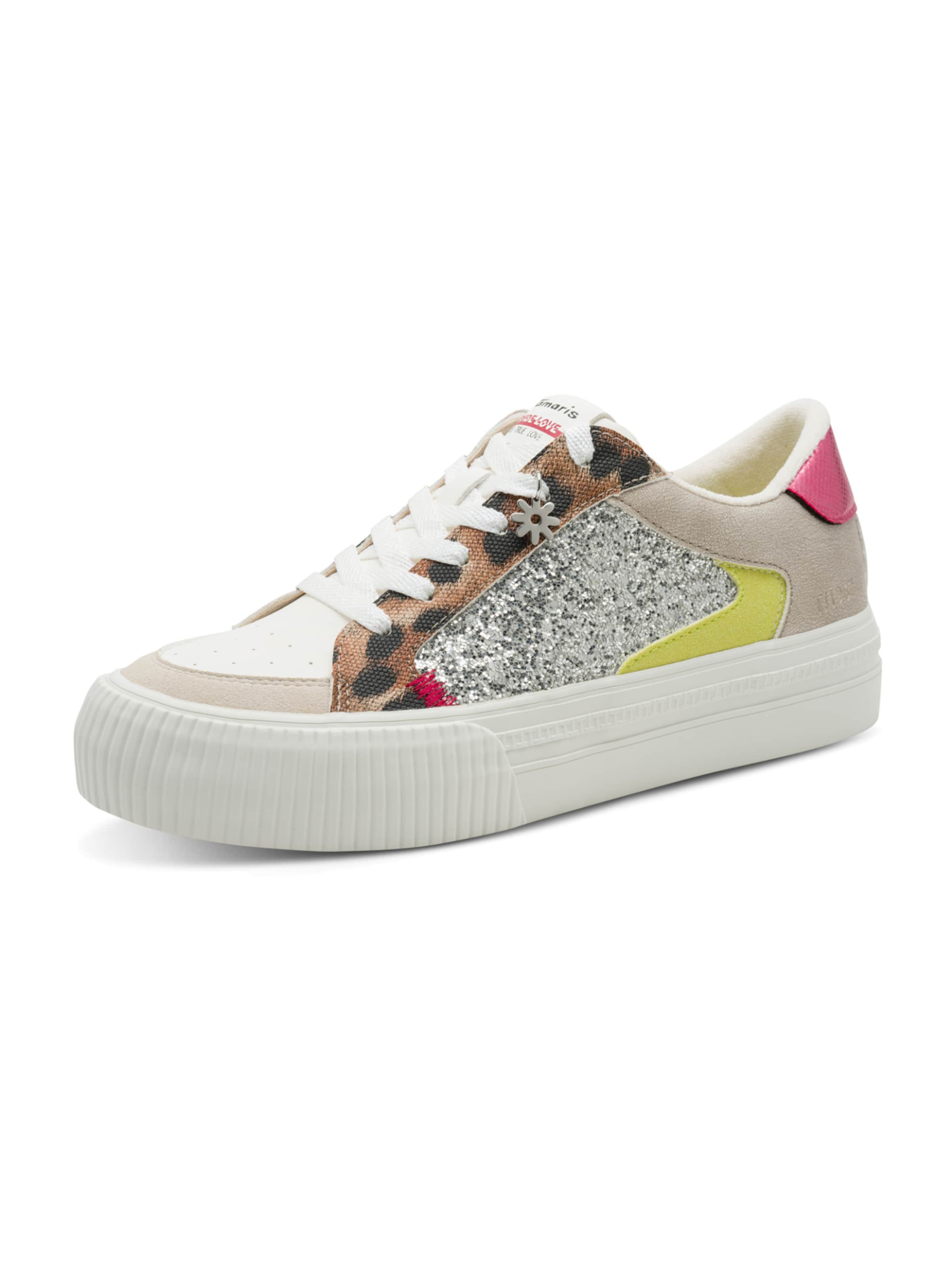 Tamaris Sneaker in braun / neongelb / taupe / pink / schwarz / silber, Produktansicht