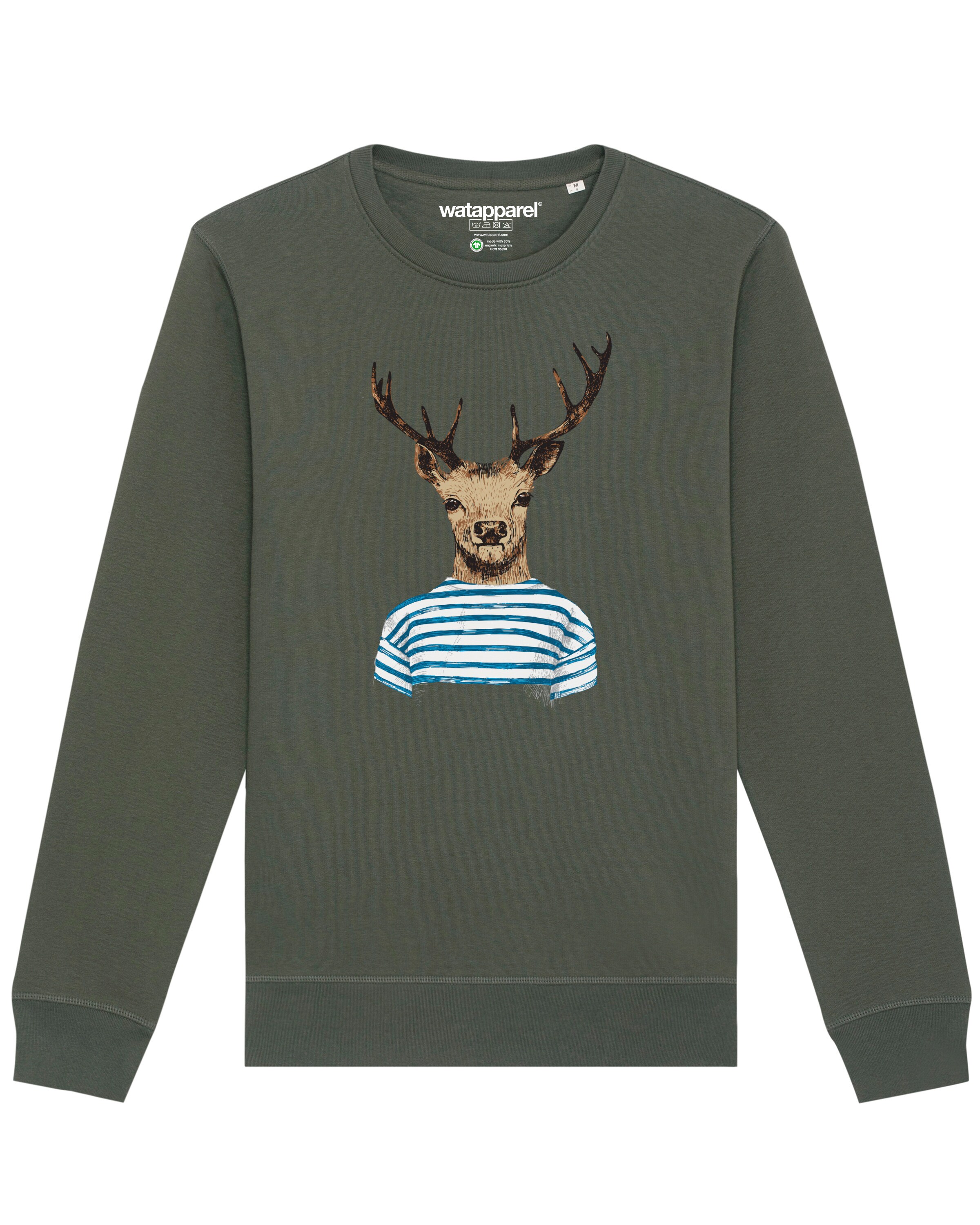 Watapparel Sweatshirt ' Hirsch ' in Groen: voorkant