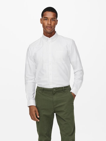 Only & Sons Regular fit Риза 'Neil' в бяло: отпред
