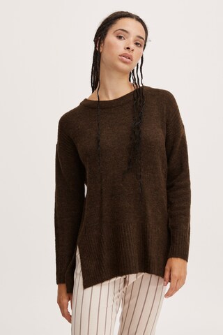 ICHI Strickpullover 'KAMARA' in Braun: Vorderseite