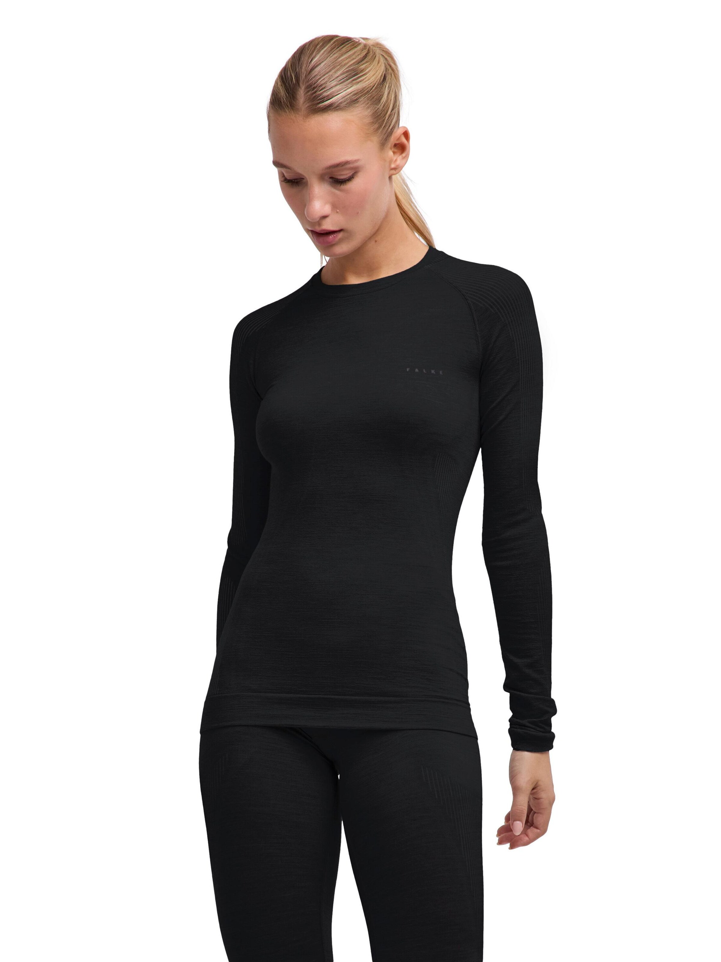 FALKE Wool-Tech Light Round Neck Long sleeve Shirt in Schwarz
