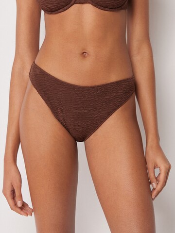 CALZEDONIA Bikini Bottoms 'Crinkle Waves' in Brown: front