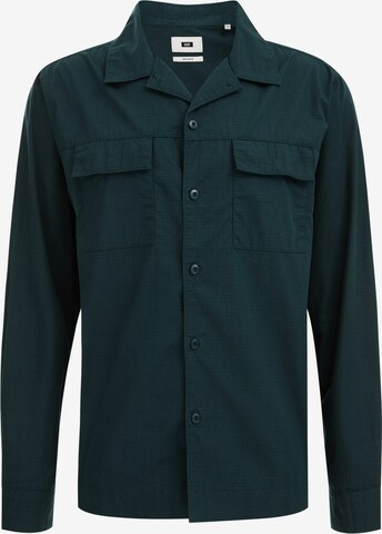 WE Fashion Regular fit Button Up Shirt in Green: front