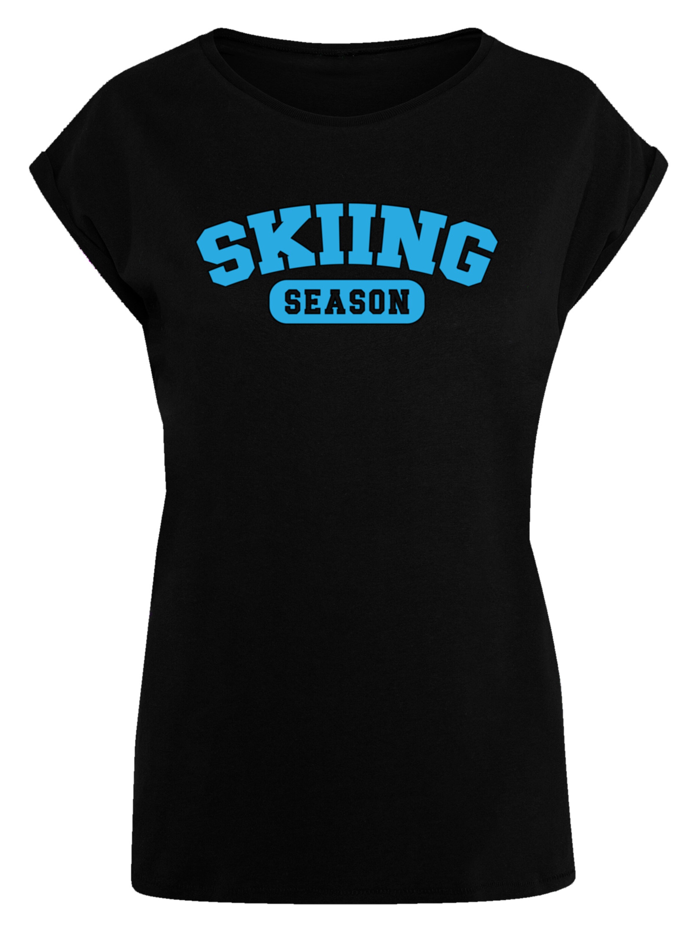 F4NT4STIC T-shirt 'Skiing Season Winter Sport' en azur / noir, Vue avec produit