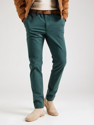 TOM TAILOR DENIM Слим фит Панталон Chino в зелено: отпред