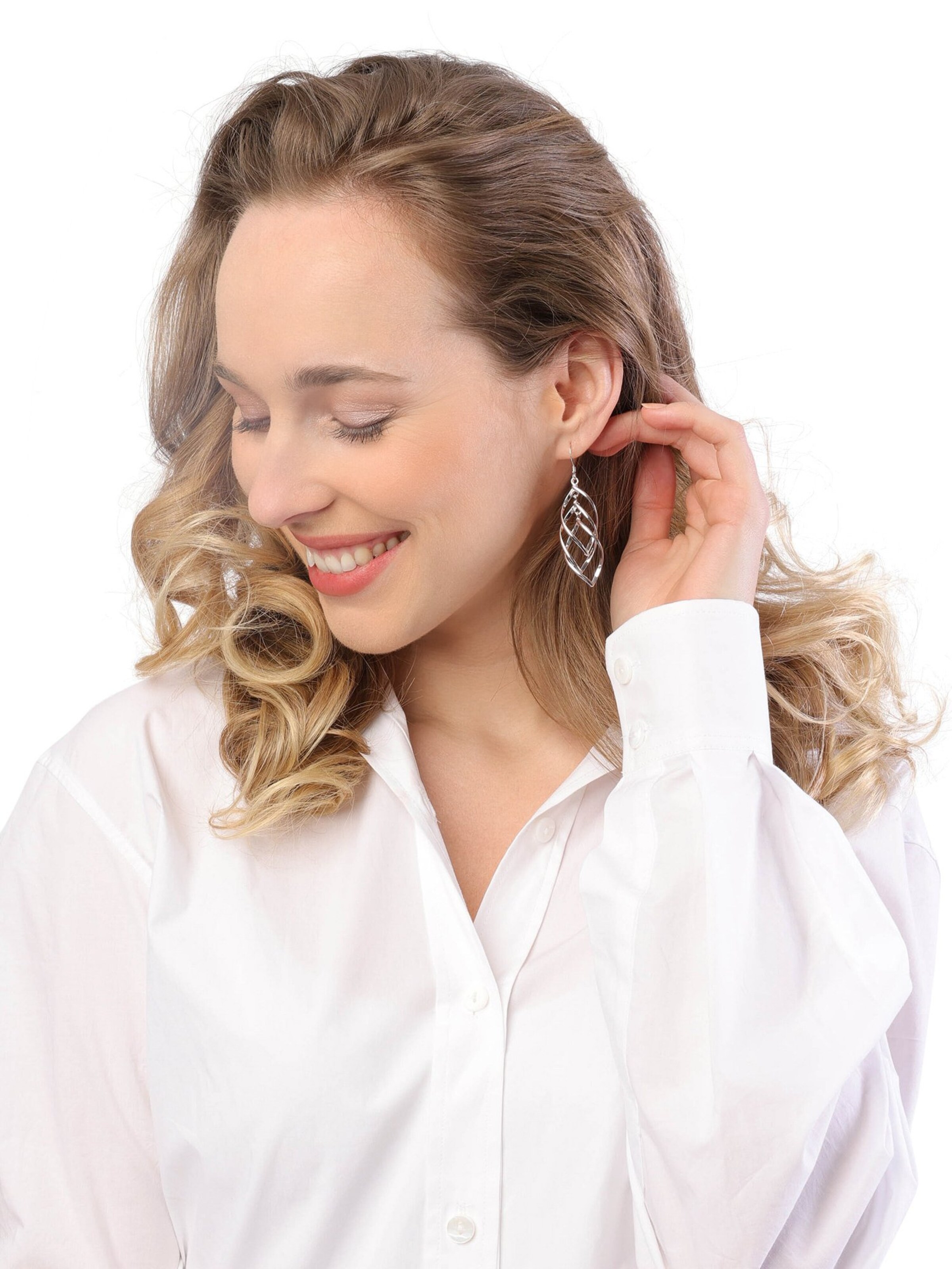 Lucardi Earrings 'Basic' in Silver: front