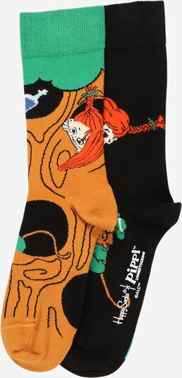 Happy Socks Chaussettes en vert clair / orange foncé / noir, Vue avec produit