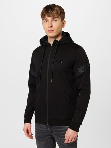 BOSS Sweat jacket 'Saggy Mirror' in Black: front