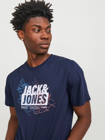 JACK & JONES Tričko 'Map' – modrá