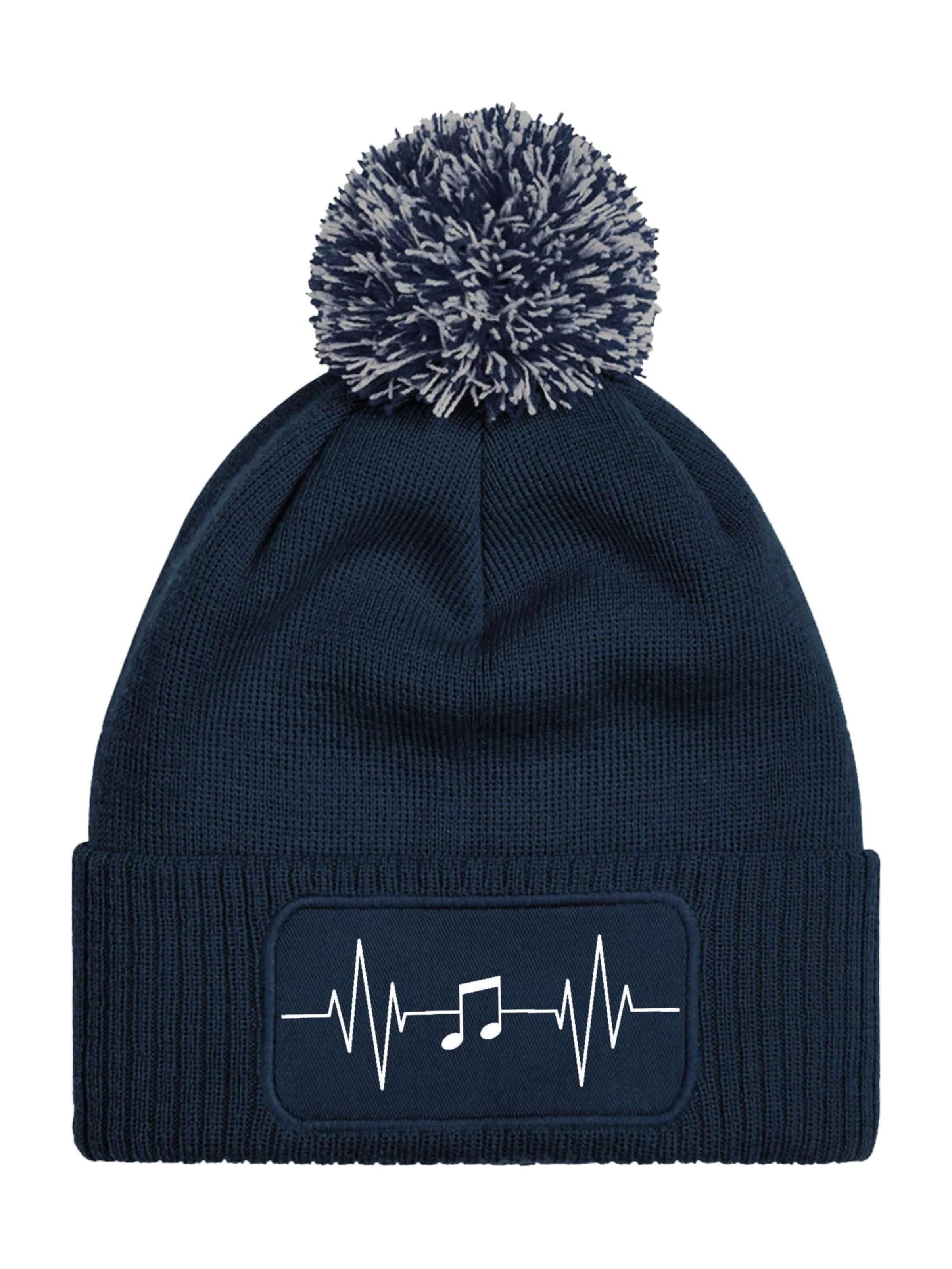 Youth Designz Mütze 'Heartbeat Musik'‌‌‌‌‌ in Blau: Vorderseite