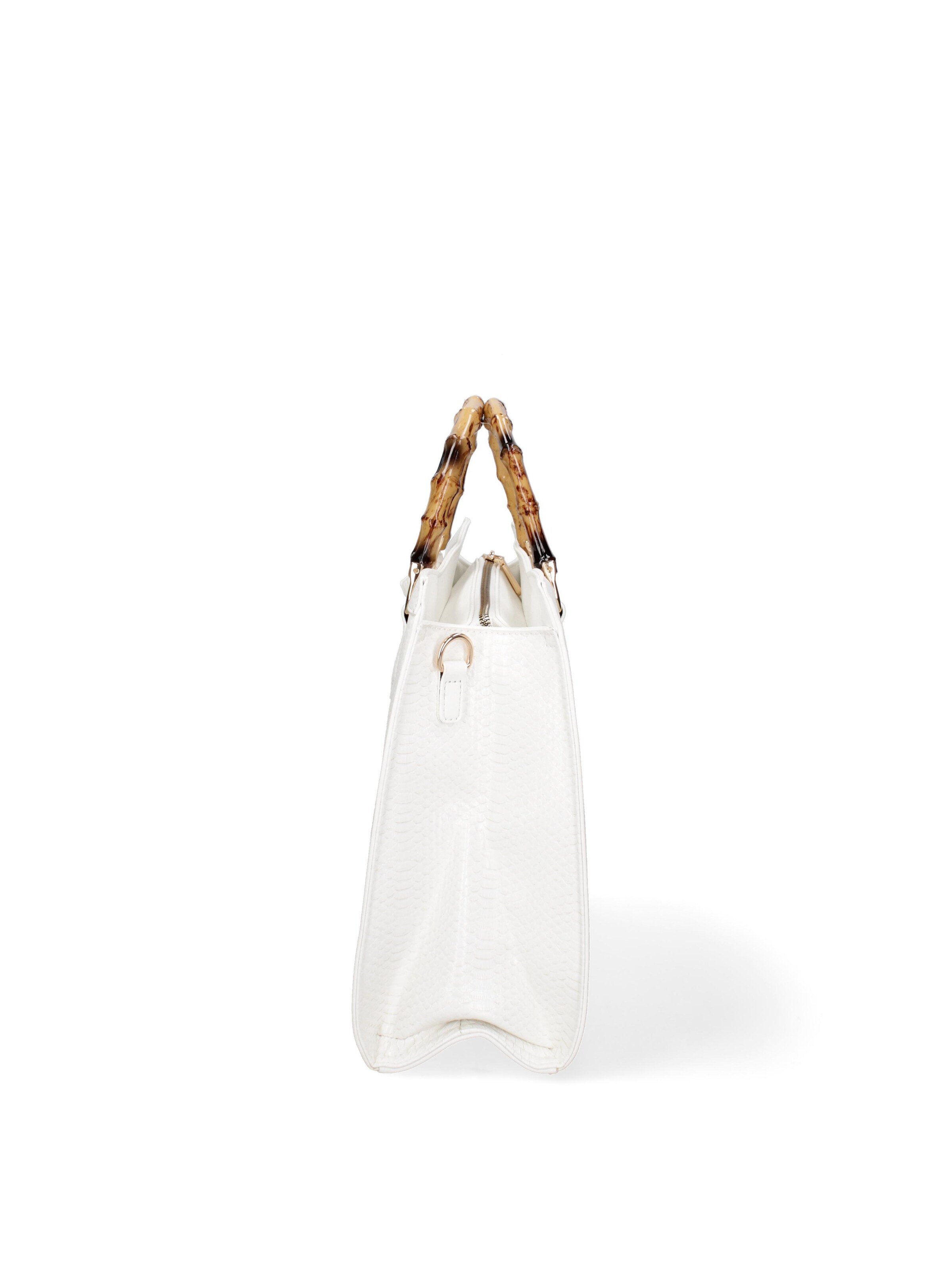 Borsa a spalla 'Borsa a Spalla Donna Ecopelle Vegana con Manico Bambù' di Diana&Co. in bianco