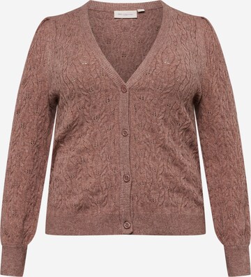 ONLY Carmakoma Knit cardigan 'FIA KATIA' in Brown: front