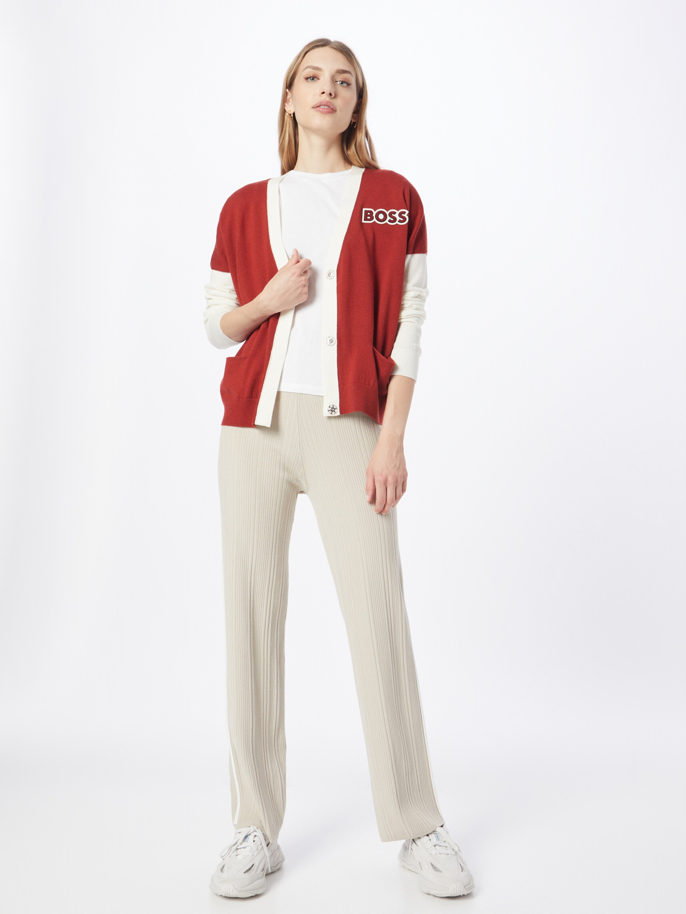 BOSS Knit cardigan Fabulas in Rusty Red ABOUT YOU