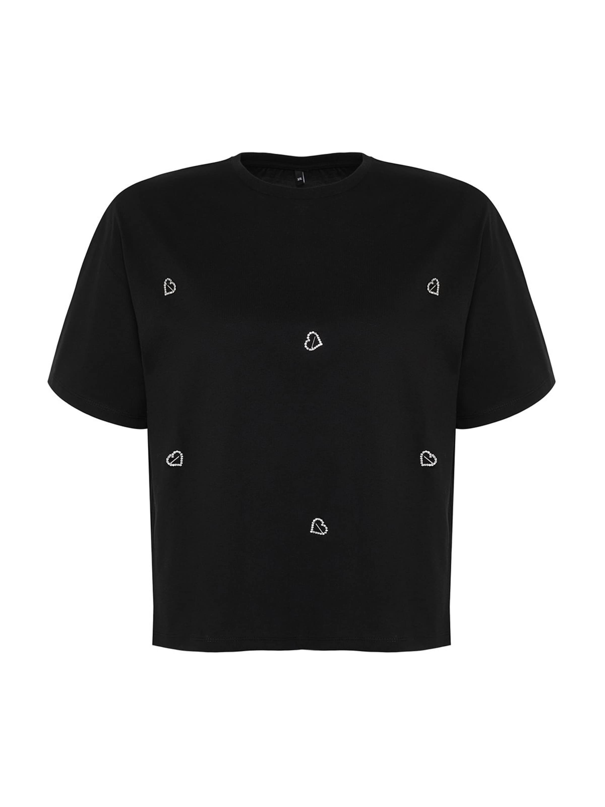 Trendyol Curve Тениска в черно: отпред