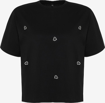 juoda Trendyol Curve Marškinėliai: priekis