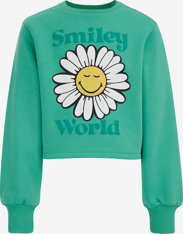 WE Fashion Sweatshirt 'SmileyWorld®' i grønn: forside