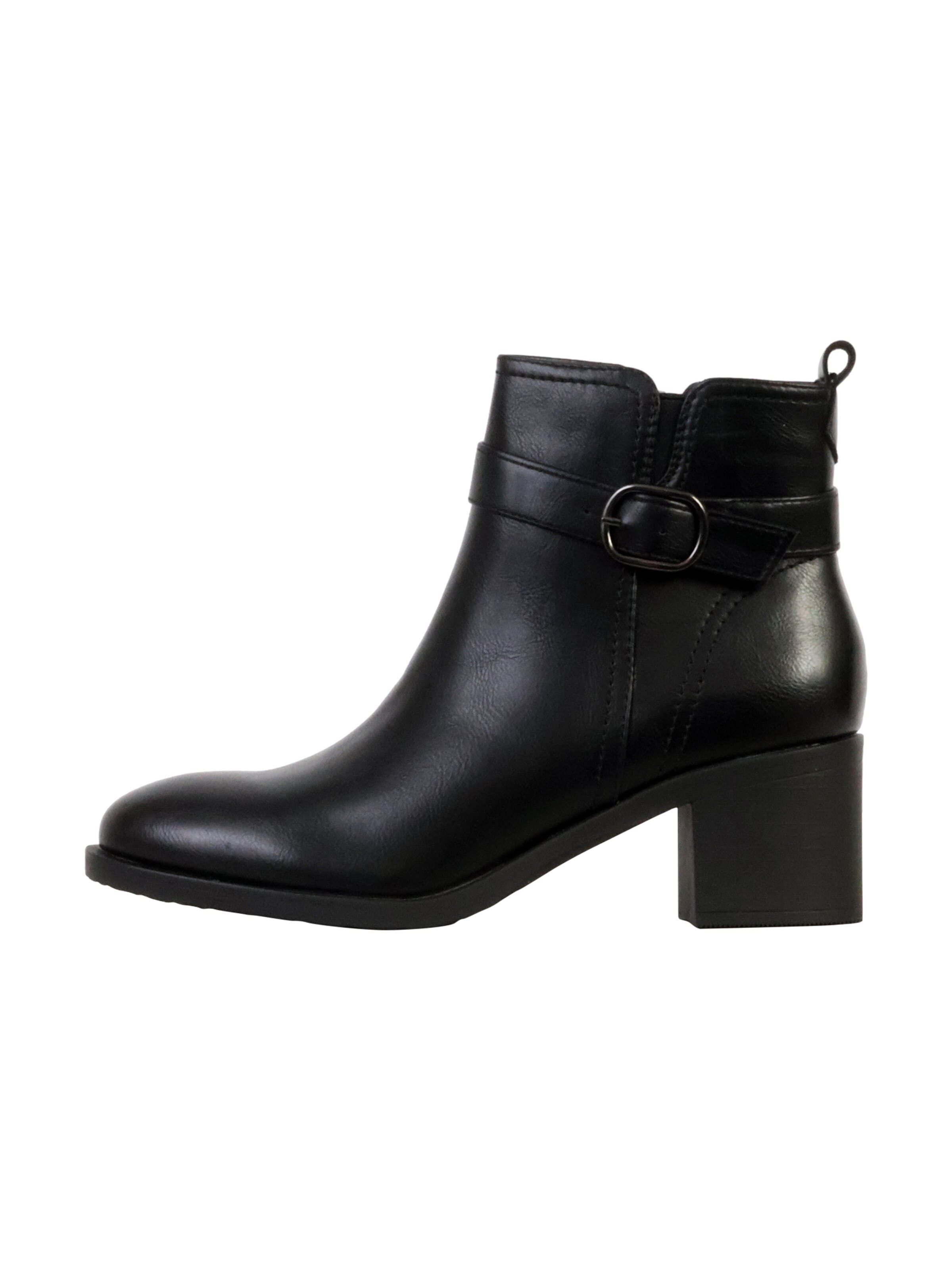 Bottines 'Stiefeletten mit Reißverschluss am Absatz' Super Mode en noir : devant