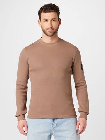 Regular T-Shirt Calvin Klein Jeans en marron : devant