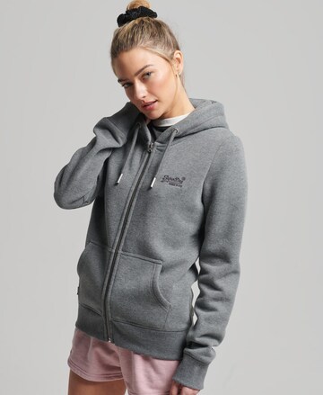 Veste de survêtement Superdry en gris : devant