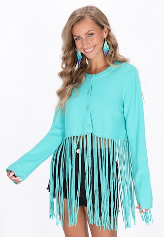 Gaya Gebreid vest in Blauw: voorkant