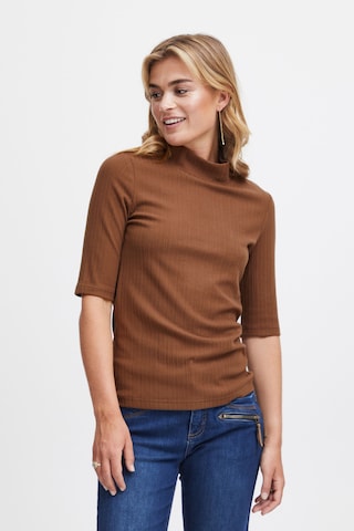 Fransa Trui 'Henley' in Bruin: voorkant