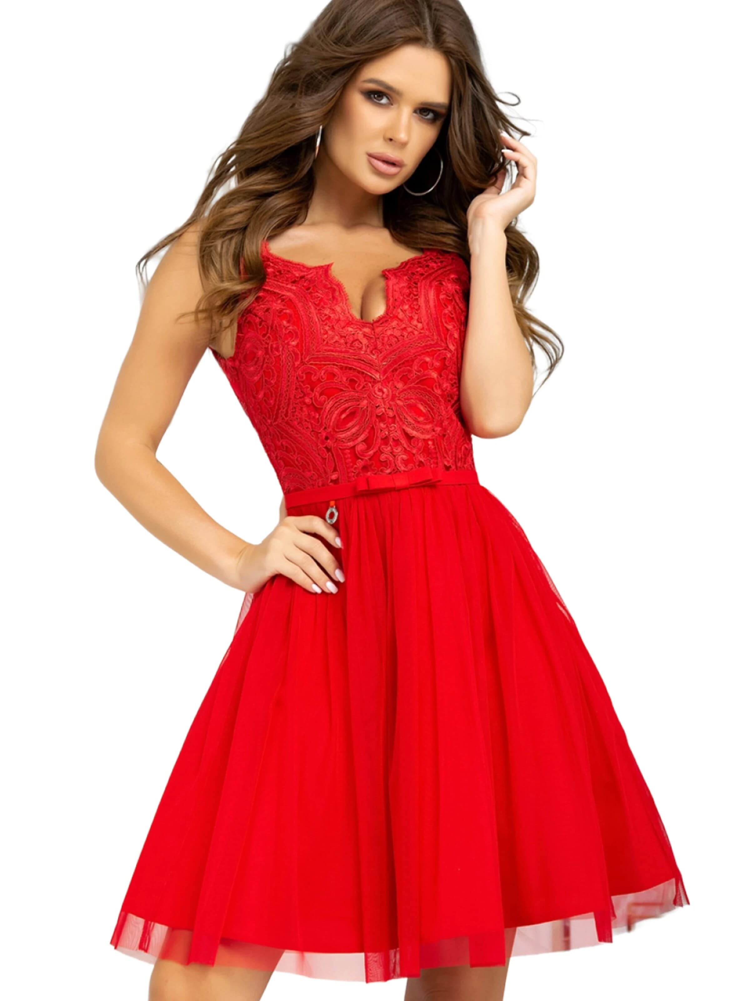 bicotone Kleid‌‌‌‌‌ in Rot: Vorderseite