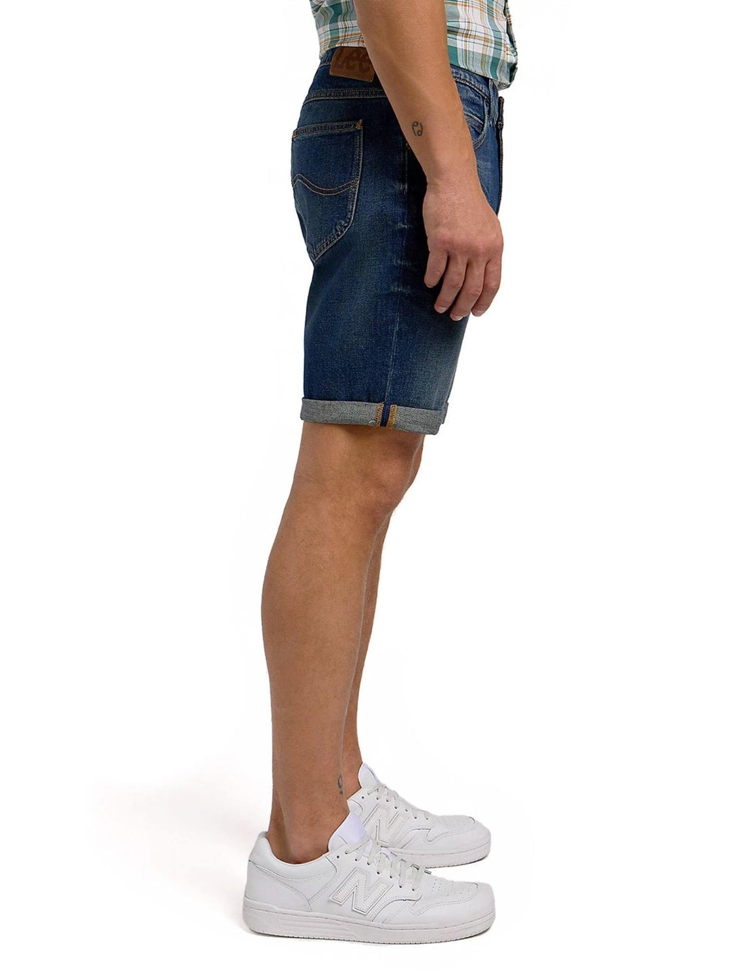 Lee Slimfit Jeans 'RIDER SHORTS' in Blauw
