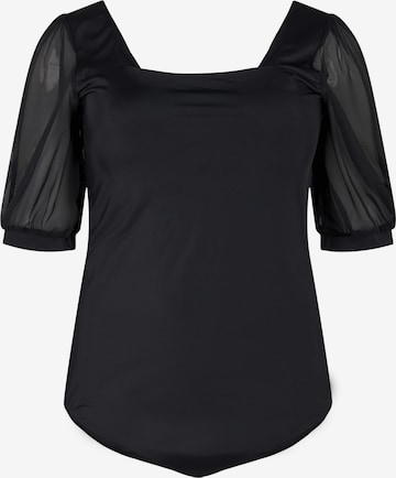 Swim by ZizziT-shirt Jednodijelni kupaći kostim 'SLEEVE' - crna boja: prednji dio