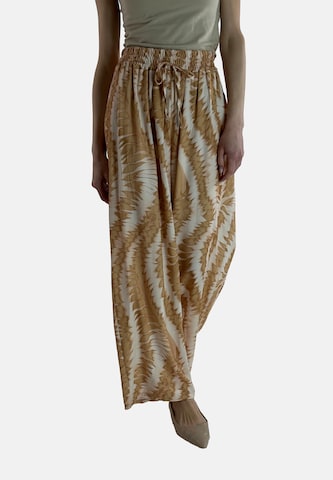 Elara Wide Leg Bukser i beige: forside