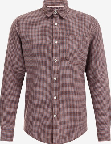 WE Fashion Slim fit Button Up Shirt in Brown: front