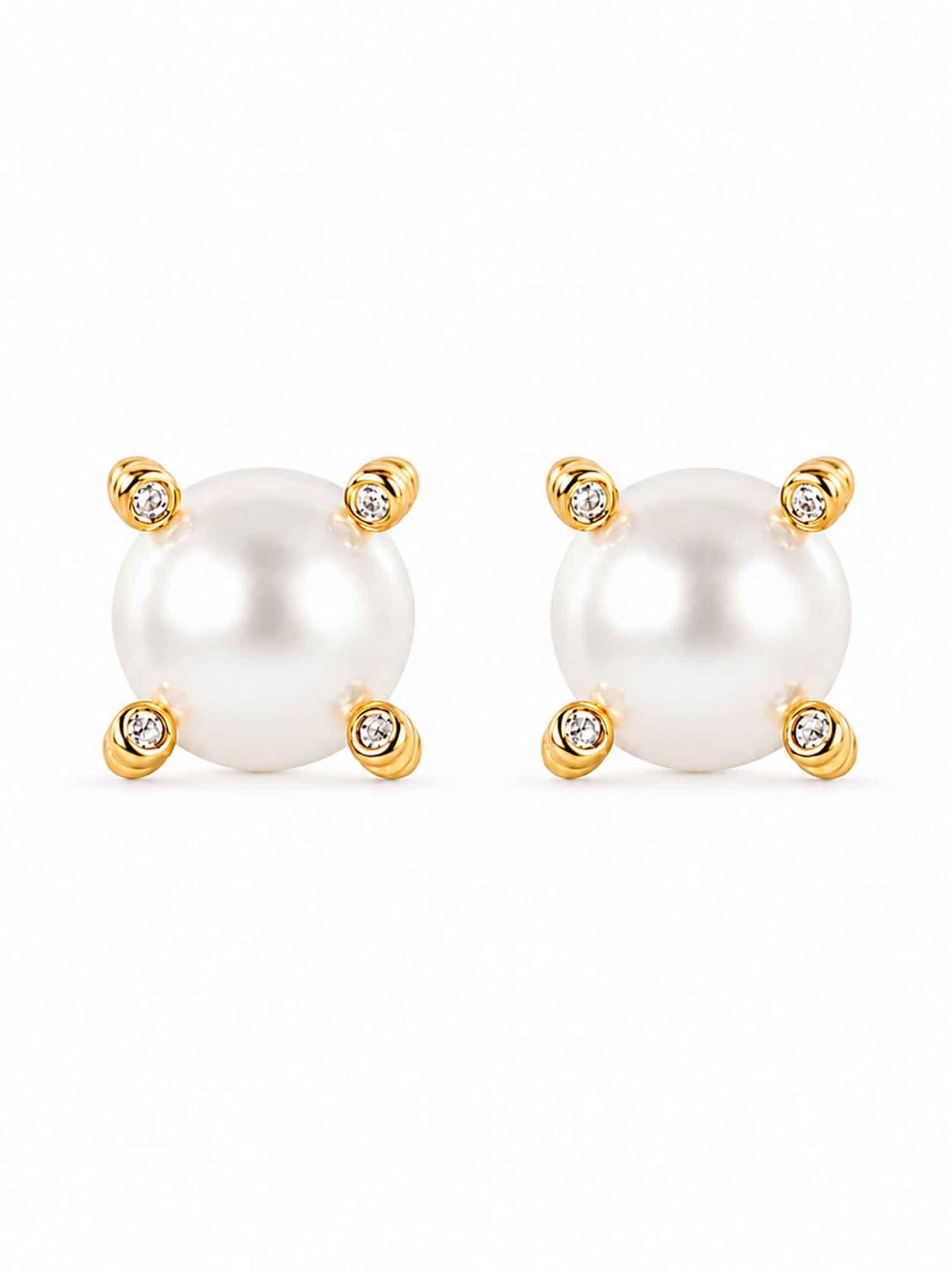 RteRme - Pendientes 'Nuala Earrings Pearl' en oro: frente